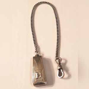 Sterling Silver Antic Belt Clip On Silver Nikel Poket Watch Chain